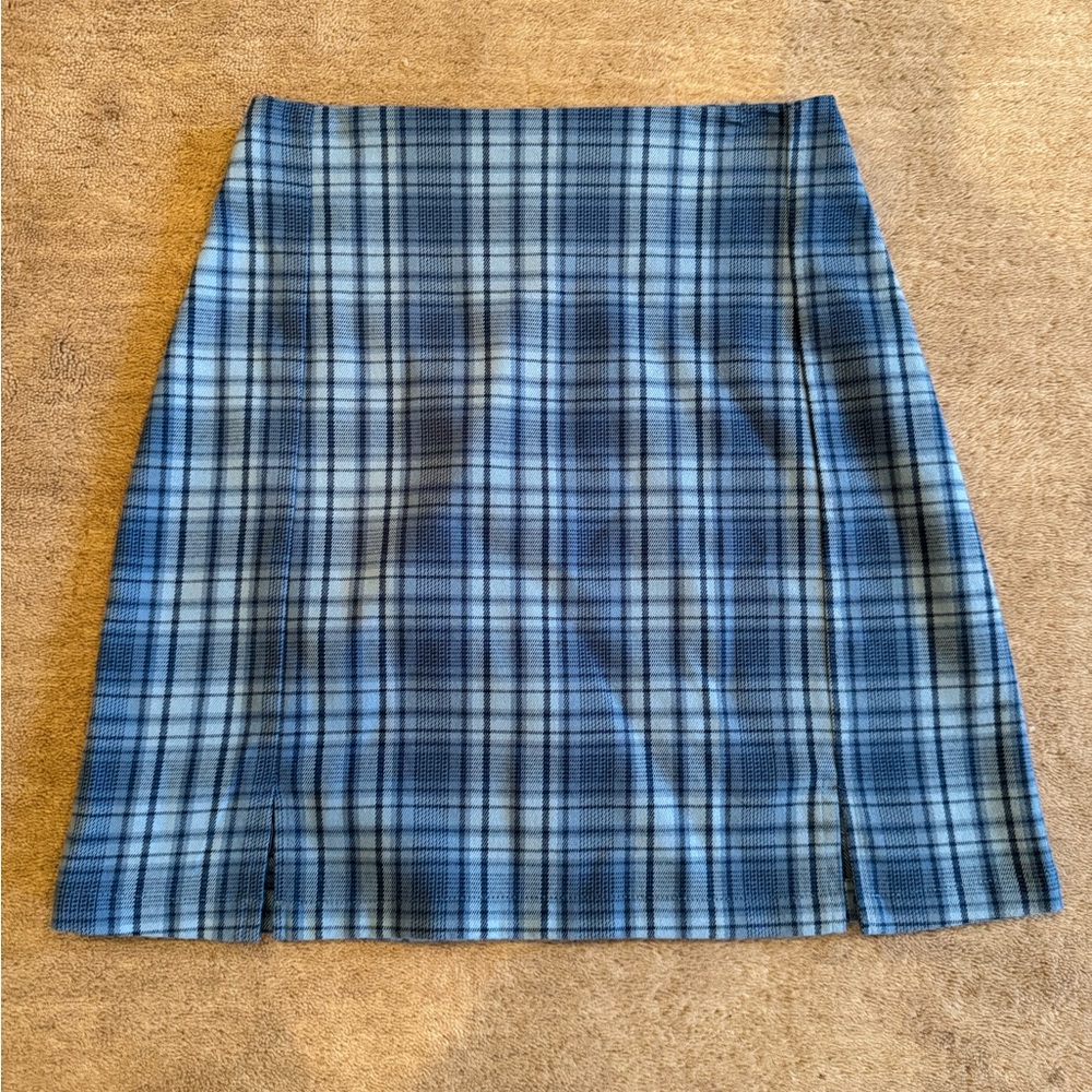 Brandy Melville Cara Blue Plaid Skirt